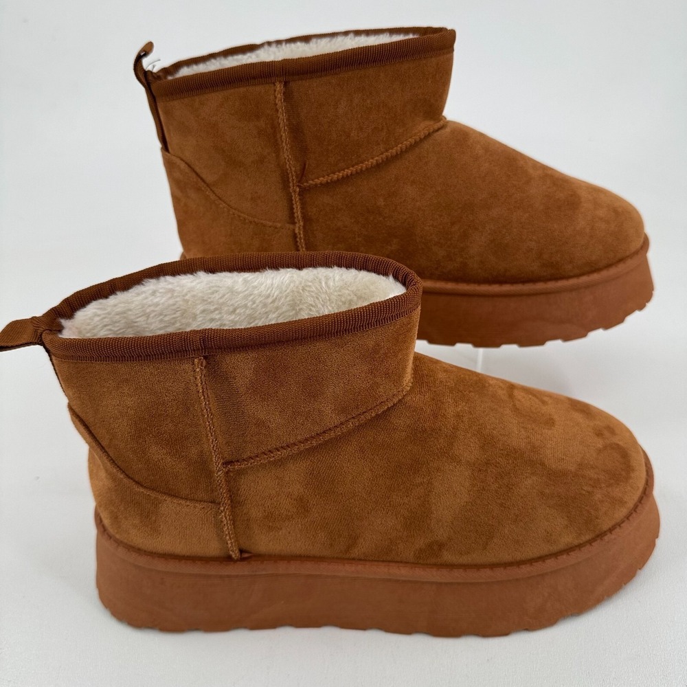 Kalstage Classic WOMENS Brown Suede Fur Lined Platform Ankle Snow Boots SIZE 11